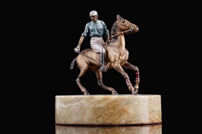Lot 477 - An Austrian cold-painted bronze polo player