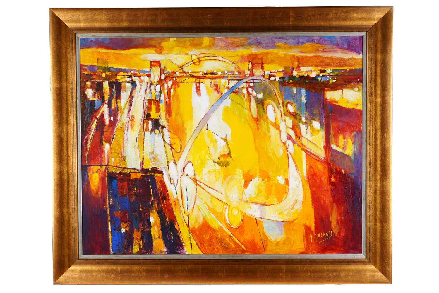 Lot 76 - Anthony Marshall - Bridges over the Tyne | oil