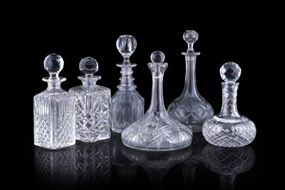 Lot 312 - A selection of 19th Century and later cut glass decanters