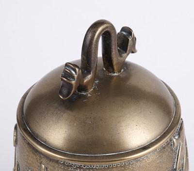 Lot 349 - A Chinese cast bronze bell and stand