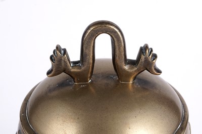 Lot 349 - A Chinese cast bronze bell and stand
