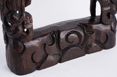 Lot 349 - A Chinese cast bronze bell and stand