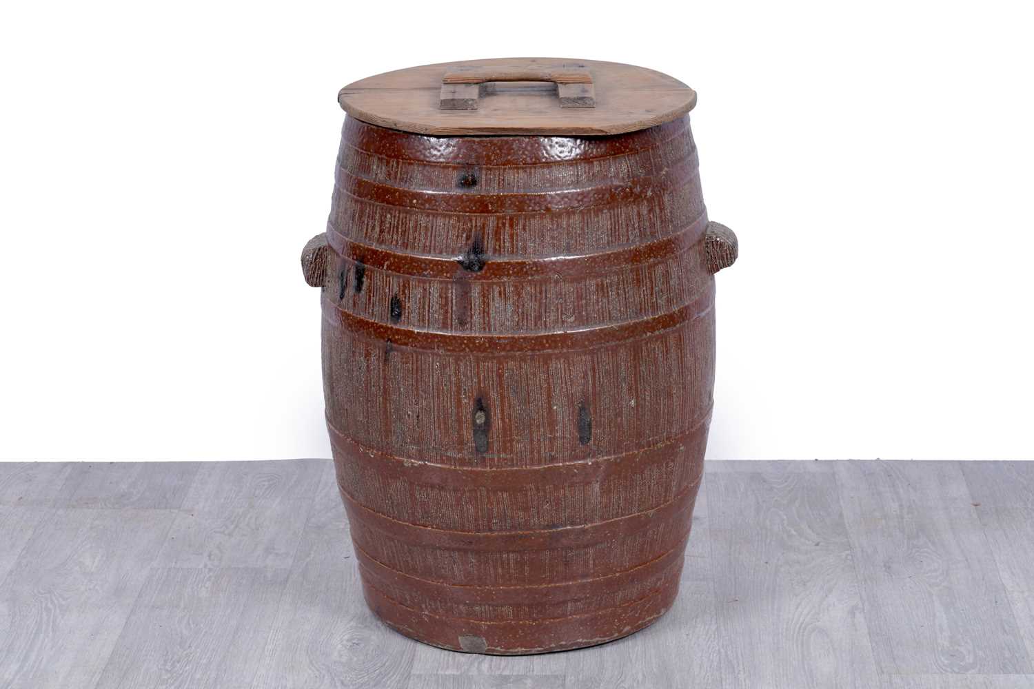 Lot 478 - A 19th Century stoneware salt glaze barrel