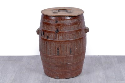 Lot 478 - A 19th Century stoneware salt glaze barrel