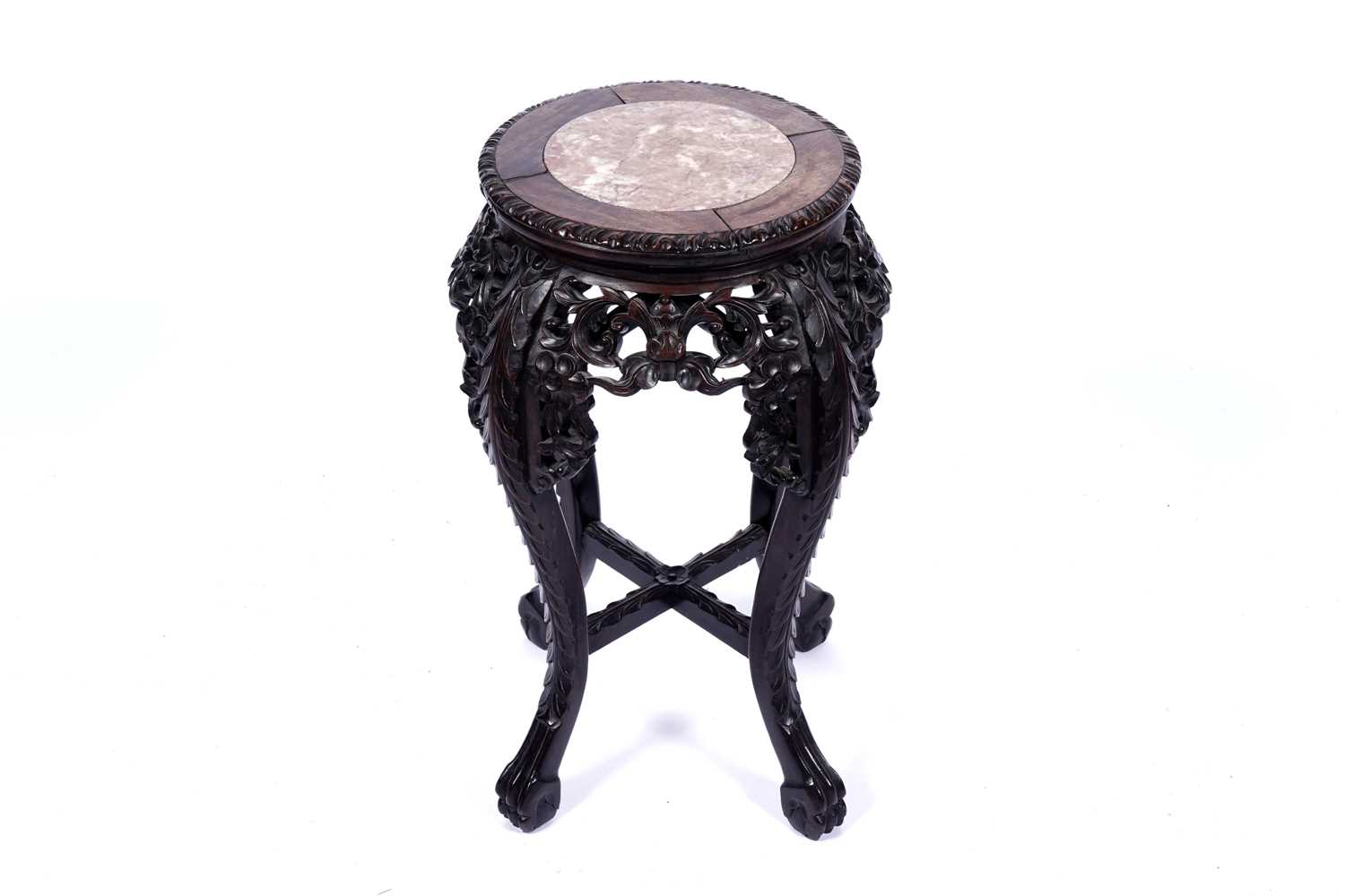 Lot 341 - A late 19th/early 20th Century Chinese carved hardwood jardiniere stand