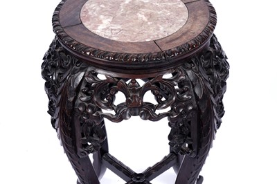 Lot 341 - A late 19th/early 20th Century Chinese carved hardwood jardiniere stand