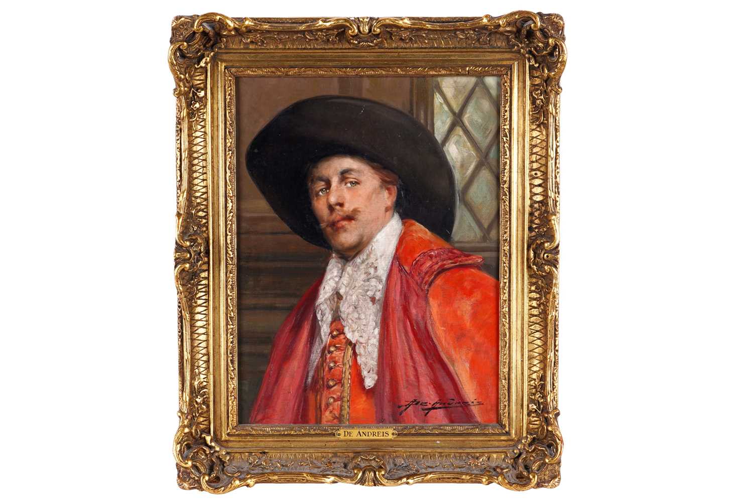 Lot 235 - Alex De Andreis - Portrait of a Cavalier in red | oil