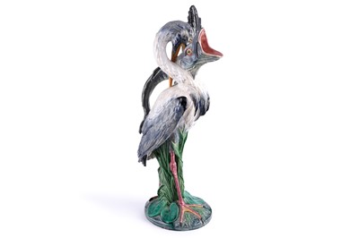 Lot 407 - A Minton Majolica Heron ewer
