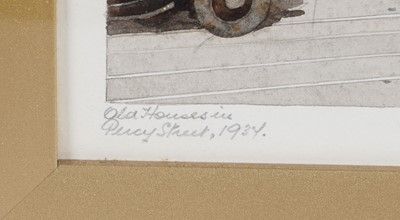 Lot 274 - Fred Jay Girling - Old Houses in Percy Street, 1934 | watercolour
