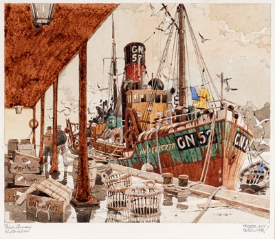 Lot 272 - Fred Jay Girling - Fish Quay, N. Shields | watercolour