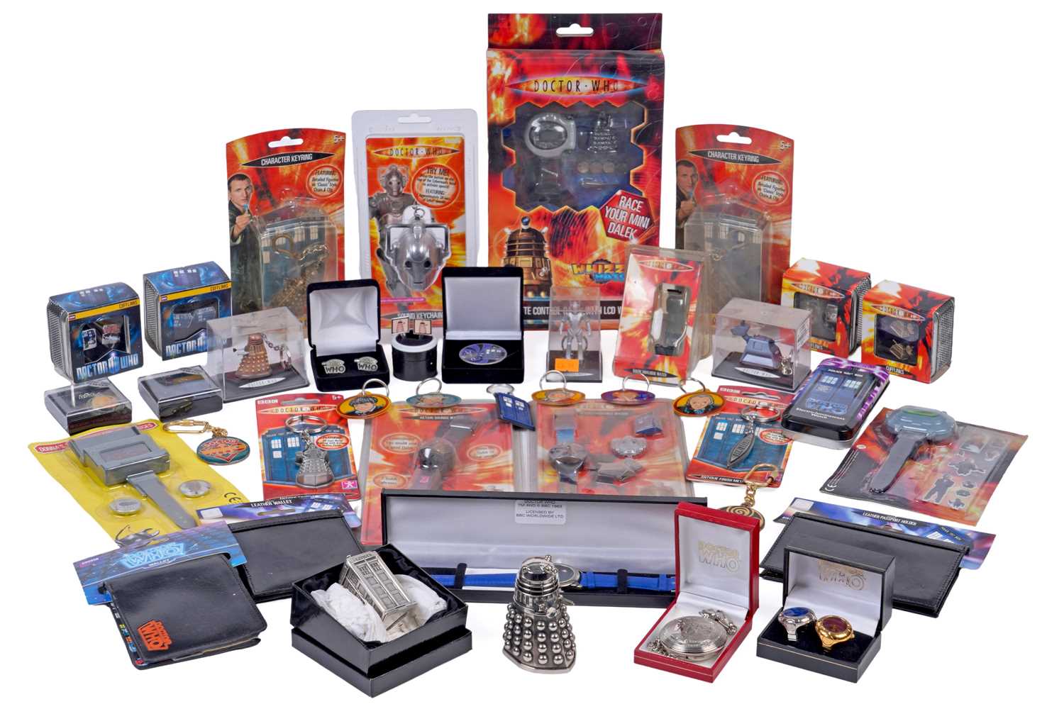 Lot 256 - A collection of Doctor Who cufflinks, keyrings, wallets, watches, and others