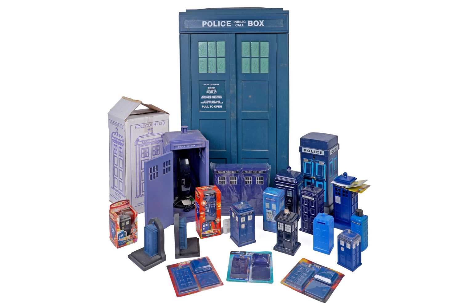 Lot 266 - A Doctor Who Tardis DVD cabinet; and other Tardis collectables