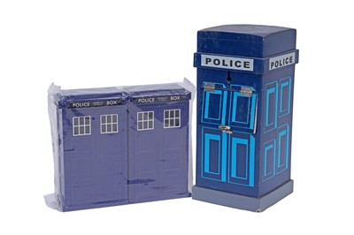 Lot 266 - A Doctor Who Tardis DVD cabinet; and other Tardis collectables