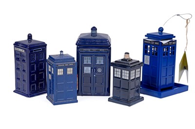 Lot 266 - A Doctor Who Tardis DVD cabinet; and other Tardis collectables
