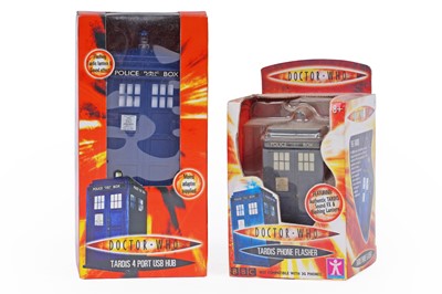 Lot 266 - A Doctor Who Tardis DVD cabinet; and other Tardis collectables