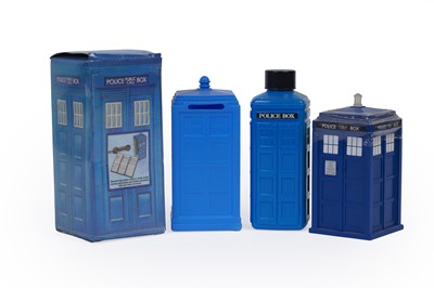Lot 266 - A Doctor Who Tardis DVD cabinet; and other Tardis collectables