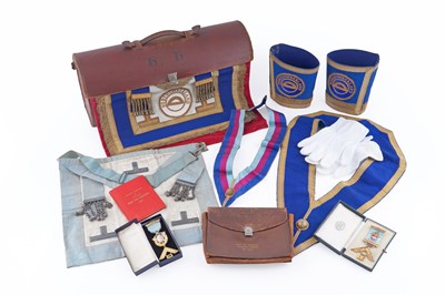 Lot 480 - A 9ct yellow gold masonic jewel; and other regalia