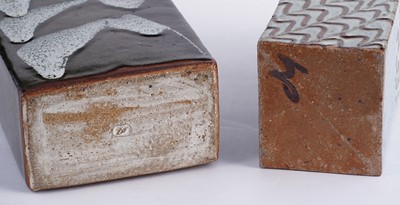 Lot 40 - Two studio pottery bottle vases