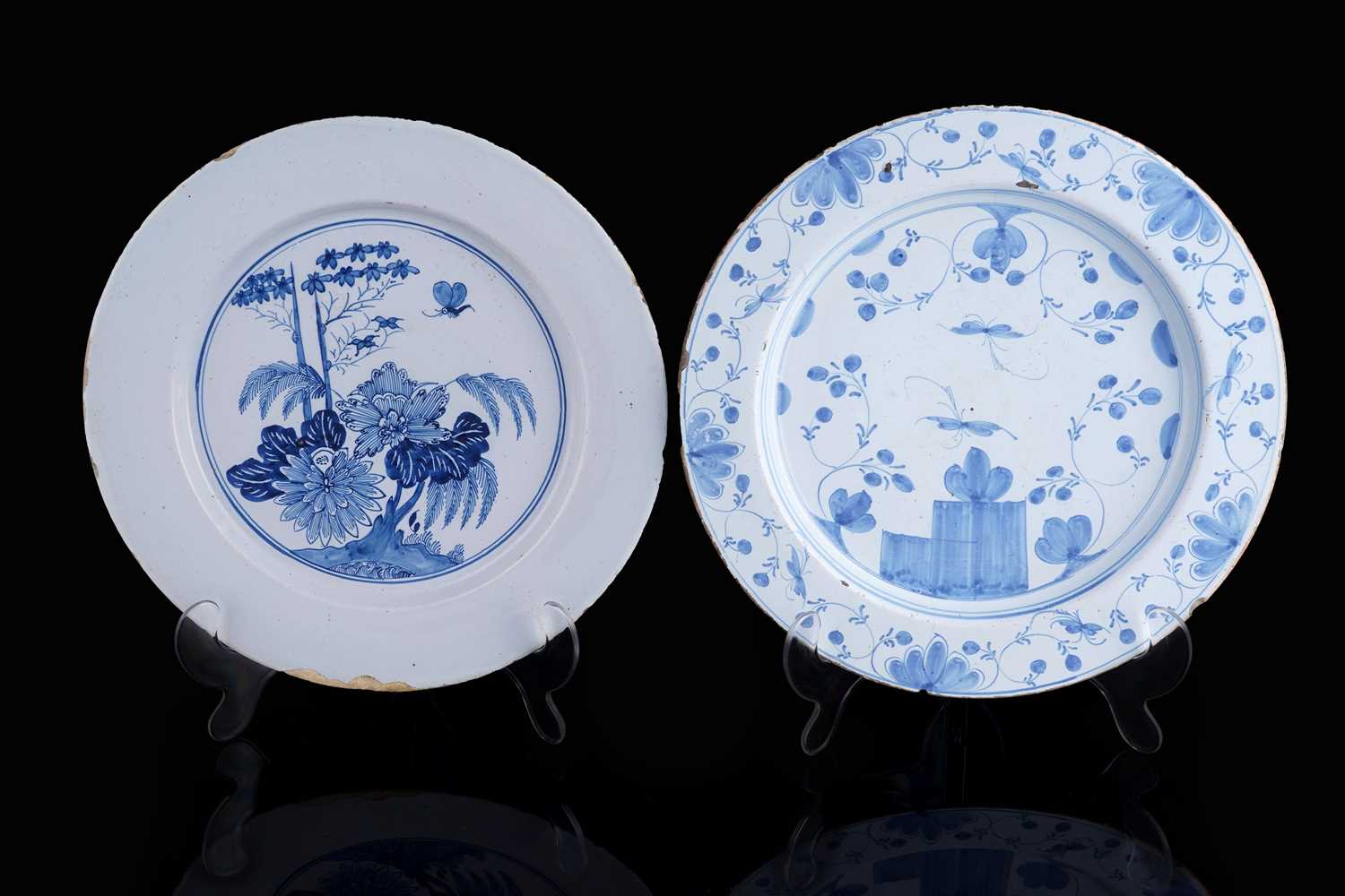 Lot 404 - Two English Delftware chargers