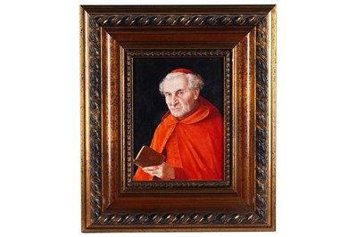 Lot 12 - Otto Eichinger - Cardinal seated with a book | oil
