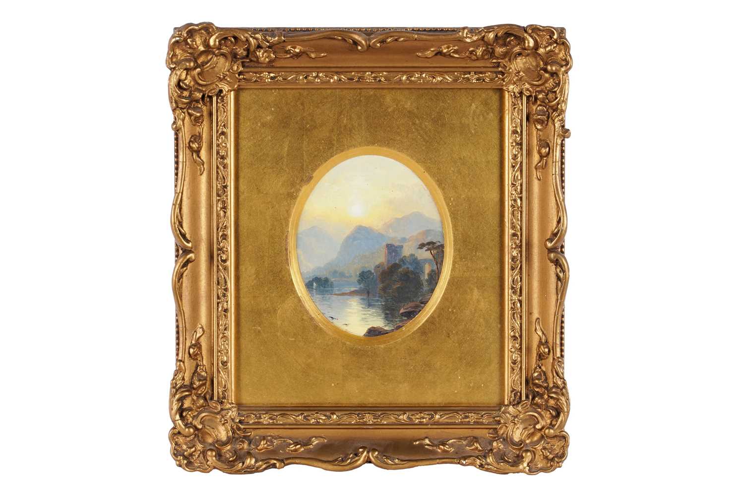 Lot 213 - George Blackie Sticks - Mountainous landscape with castle ruins | oil