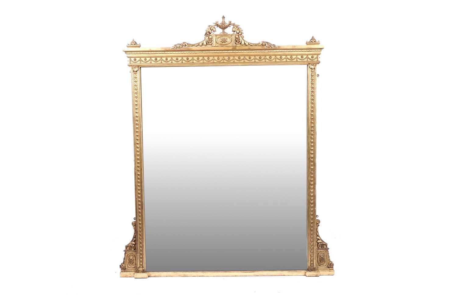 Lot 587 - A 19th Century giltwood and gesso overmantel mirror