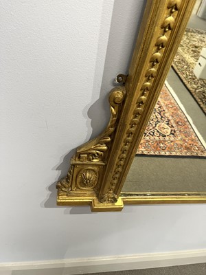 Lot 587 - A 19th Century giltwood and gesso overmantel mirror