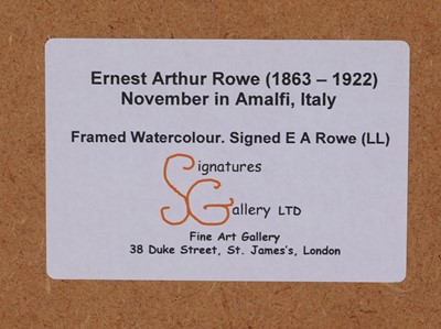 Lot 218 - Arthur Rowe - November in Amalfi, Italy | watercolour