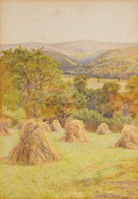 Lot 217 - Arthur Rowe - Corn stooks | watercolour