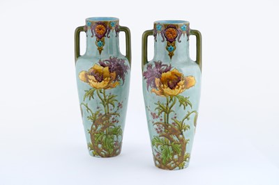 Lot 464 - Pair of Sevres Barbotine art pottery vases