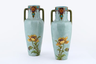 Lot 464 - Pair of Sevres Barbotine art pottery vases