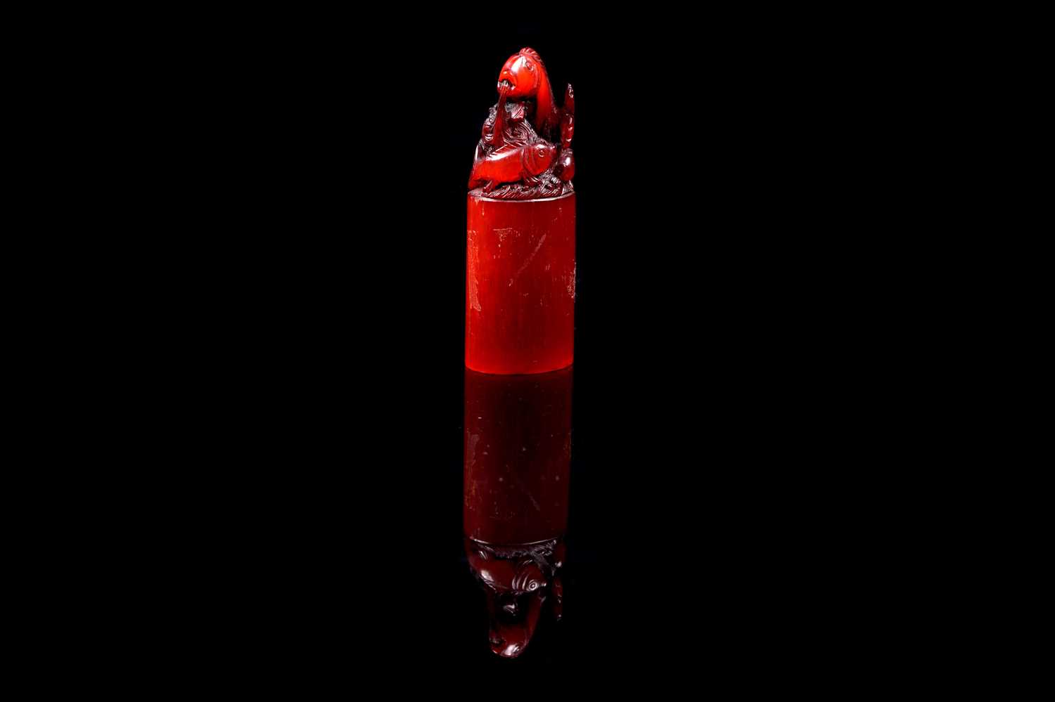 Lot 342 - A Chinese stained horn seal