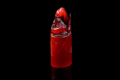 Lot 342 - A Chinese stained horn seal