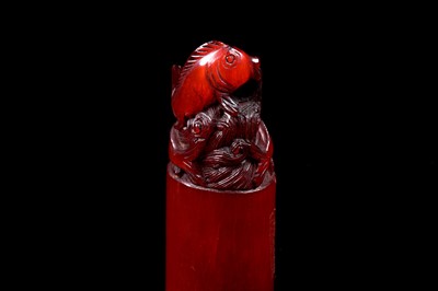 Lot 342 - A Chinese stained horn seal