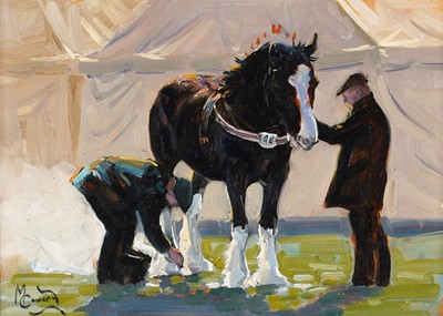 Lot 256 - Malcolm Coward - Shire Horse inspection | oil