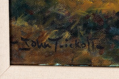 Lot 257 - John Trickett - Stag in the Highland mist | oil