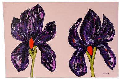 Lot 101 - Bettina Hartas - Flaming Irises | oil