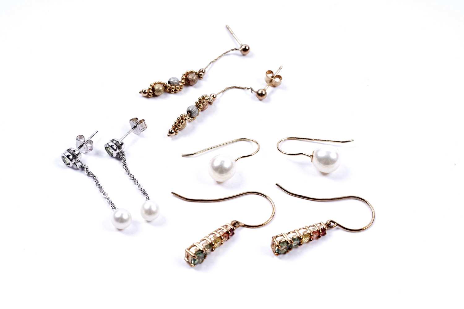 Lot 86 - Contemporary gemstone pendant earrings