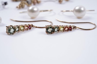 Lot 86 - Contemporary gemstone pendant earrings