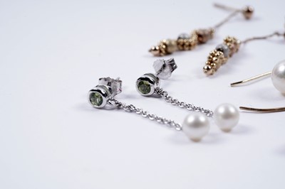 Lot 86 - Contemporary gemstone pendant earrings