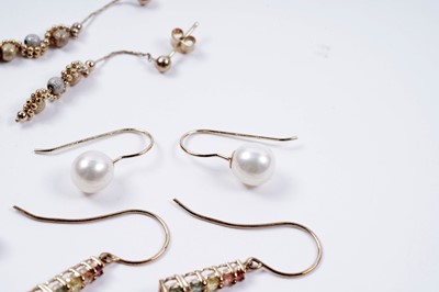 Lot 86 - Contemporary gemstone pendant earrings