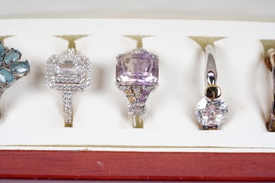 Lot 89 - Contemporary gemstone and silver rings retailed by Gemporia and others