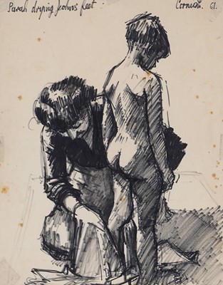 Lot 279 - Norman Cornish - Sarah drying John's feet | Flo-Master pen