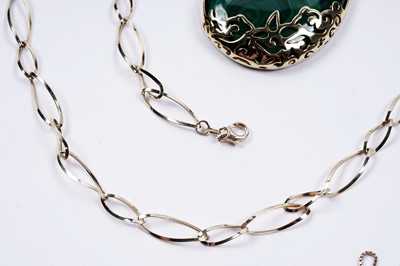 Lot 55 - Contemporary gold necklaces and a Gemporia malachite pendant