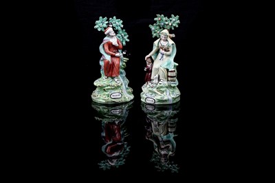 Lot 437 - A pair pearlware figures 'Elija' and 'Widow'