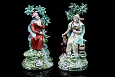 Lot 437 - A pair pearlware figures 'Elija' and 'Widow'