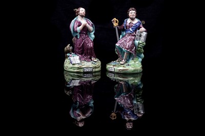 Lot 439 - Two Staffordshire pearlware religious figures