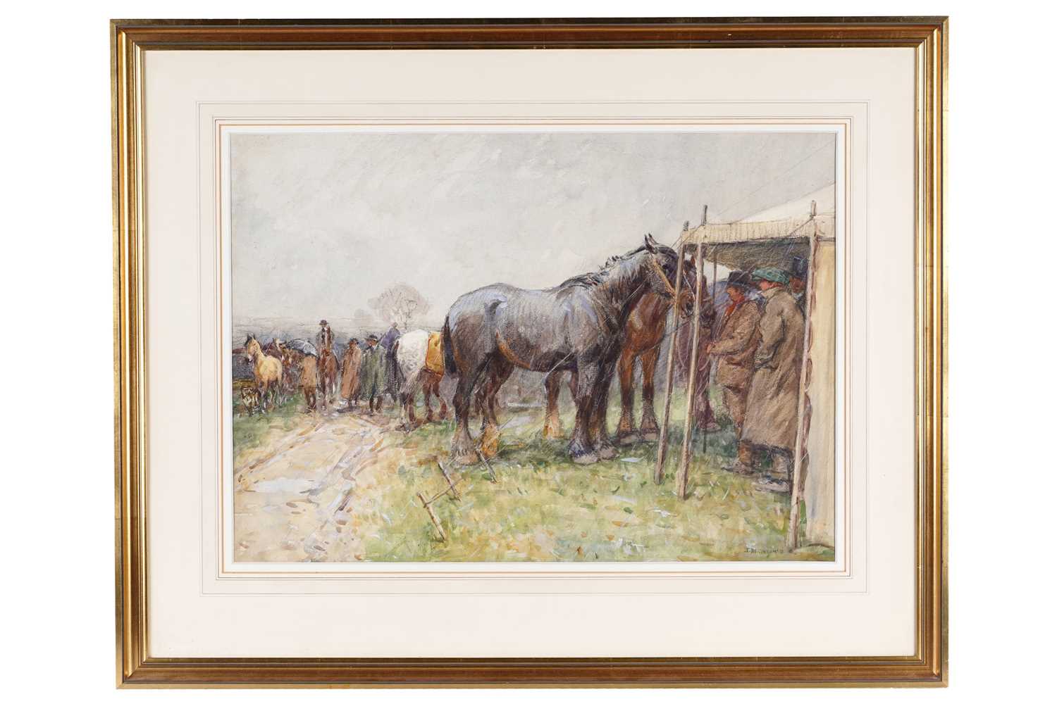 Lot 211 - John Atkinson - Inspecting the horses | watercolour
