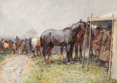Lot 211 - John Atkinson - Inspecting the horses | watercolour