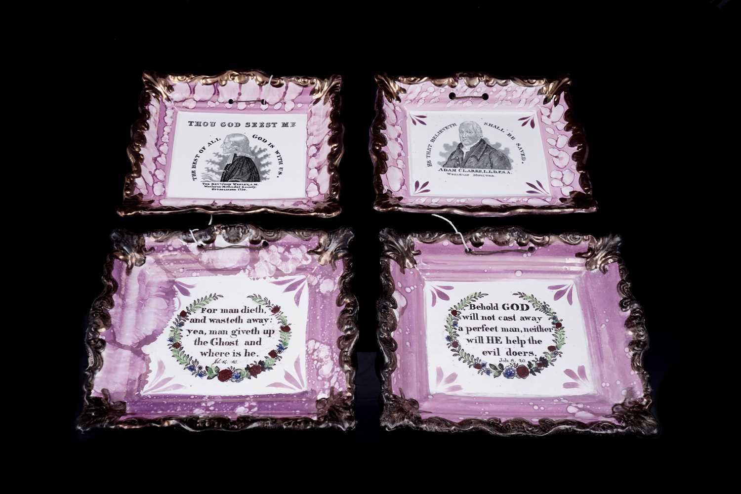 Lot 454 - Two pairs of Sunderland scripture plaques